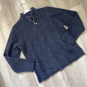 New York & Company Lambswool Sweater full zip womens Navy Blue (large) classic